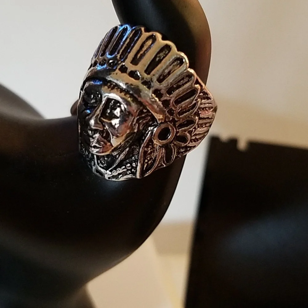 Indian Head Silver Tone Ring Various Sizes